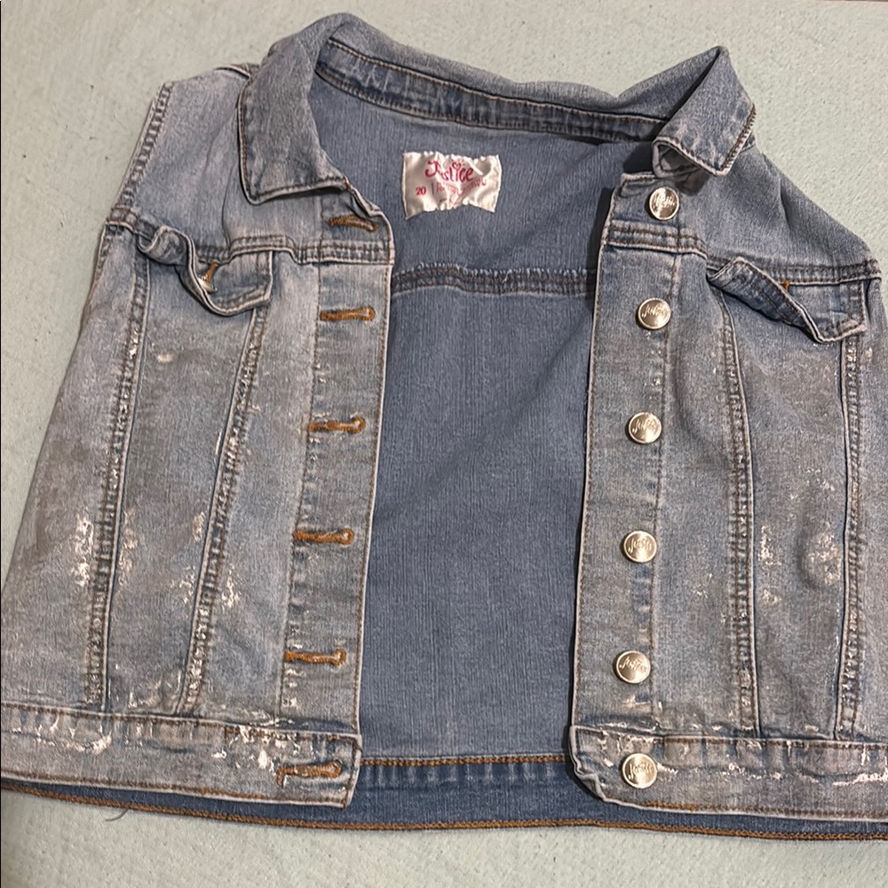 Justice Blue Jean Jacket Sleeveless Distressed